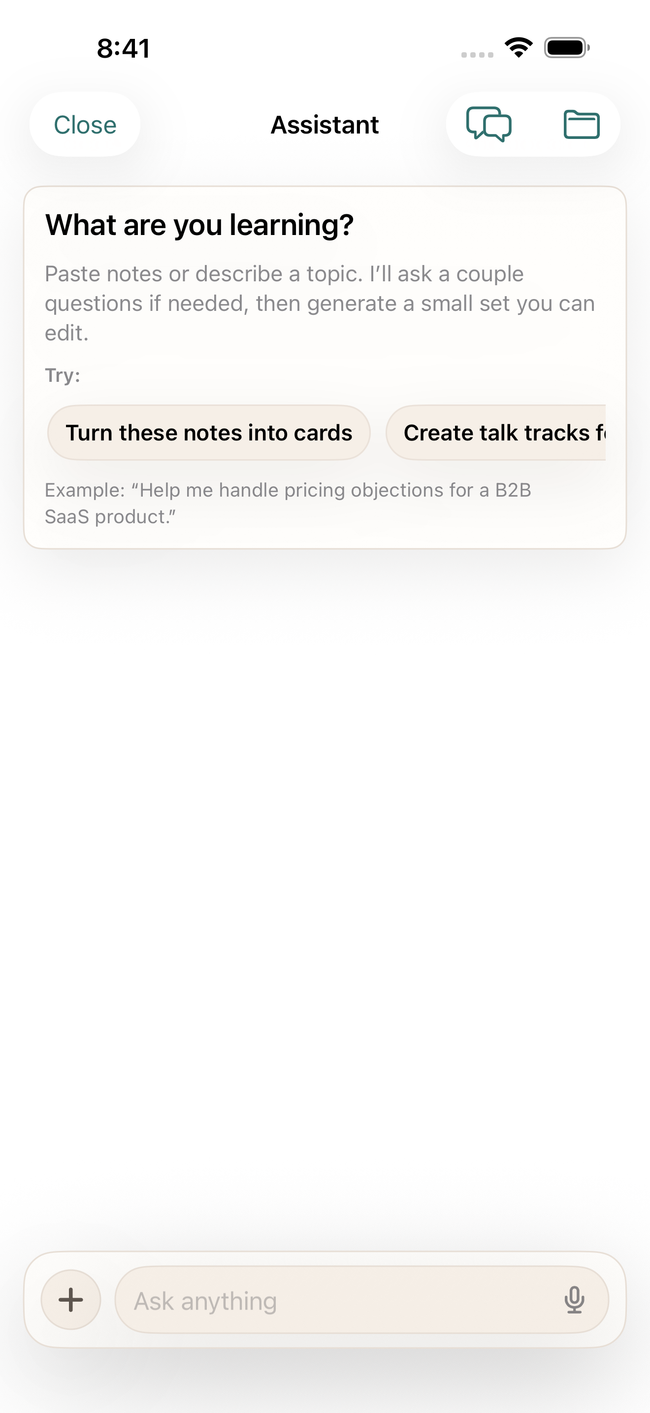Recurve Assistant creating draft cards from notes.